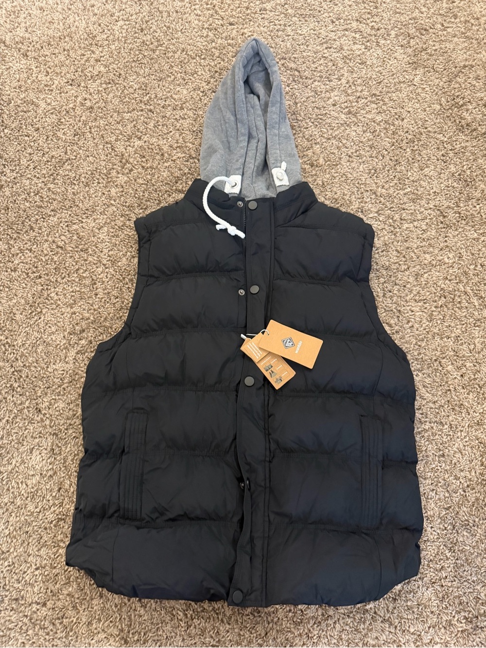 Men’s wantdo waterproof puffer vest jacket with removable hood